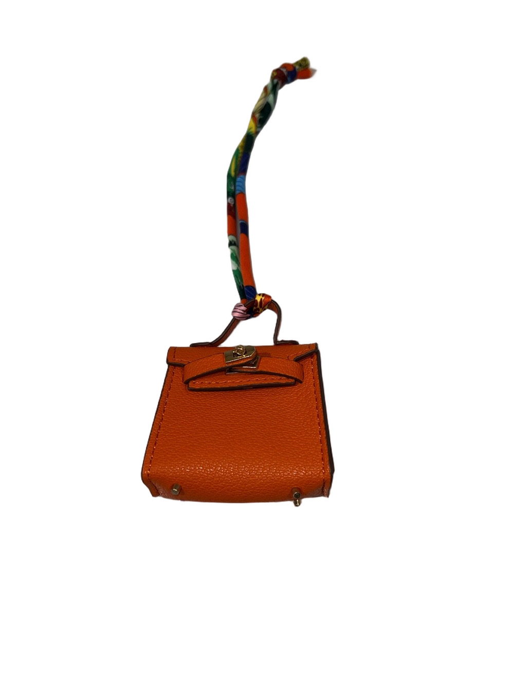Orange Mini Top-Handle Bag Charm with Scarf Tie NWOT
